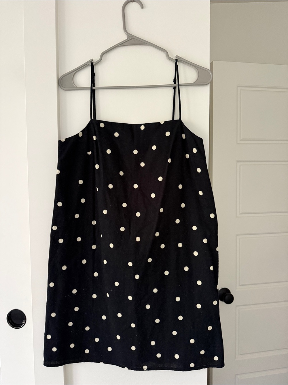 H&M Black Mini Dress with White Polka Dots